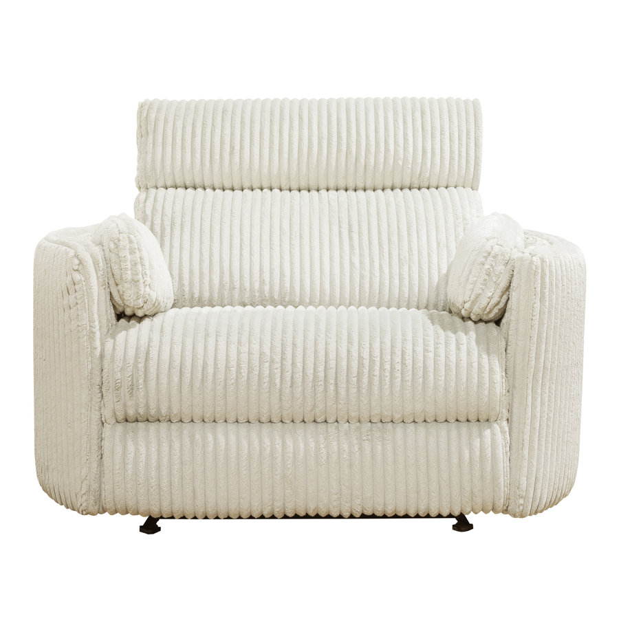 Upholstered Extra Wide Glider Power Recliner with Round Arms